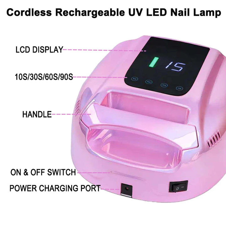 Rechargeable Nail lamp Portable 15600mAh Lampara de unas LED UV recargable de  96W Gel Polish Dryer Led Light for Nails