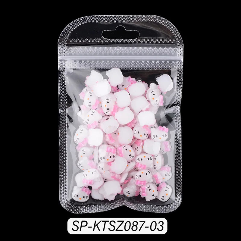 3D Cute Sanrio Family Series Nail Art Jewelry Decor Cartoon Hello Kitty Kuromi Nail Charms Rhinestone Gems Ornament Accessories