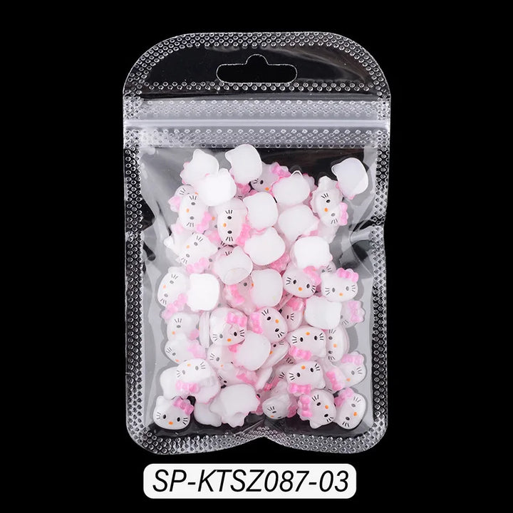 3D Cute Sanrio Family Series Nail Art Jewelry Decor Cartoon Hello Kitty Kuromi Nail Charms Rhinestone Gems Ornament Accessories