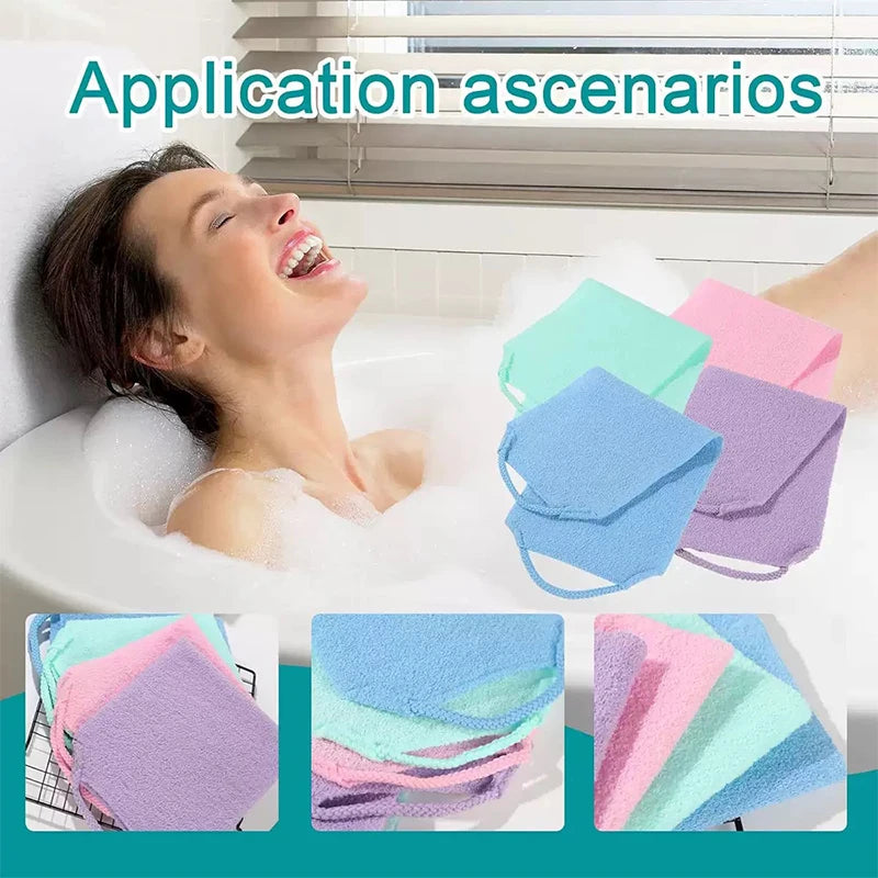 4 Color Exfoliating Bath Scrubber Glove,Towel Body Back Scrub Towel for Bath Stretchable Full Body Scrub Bathroom Supplies