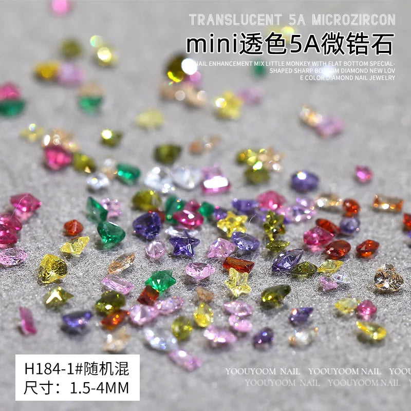 50PCS Sparkle Mini 5A Zircon Translucent Glitter Sharp Diamonds Crystal Nail Art Rhinestones Jewel Decorations Manicure Charms