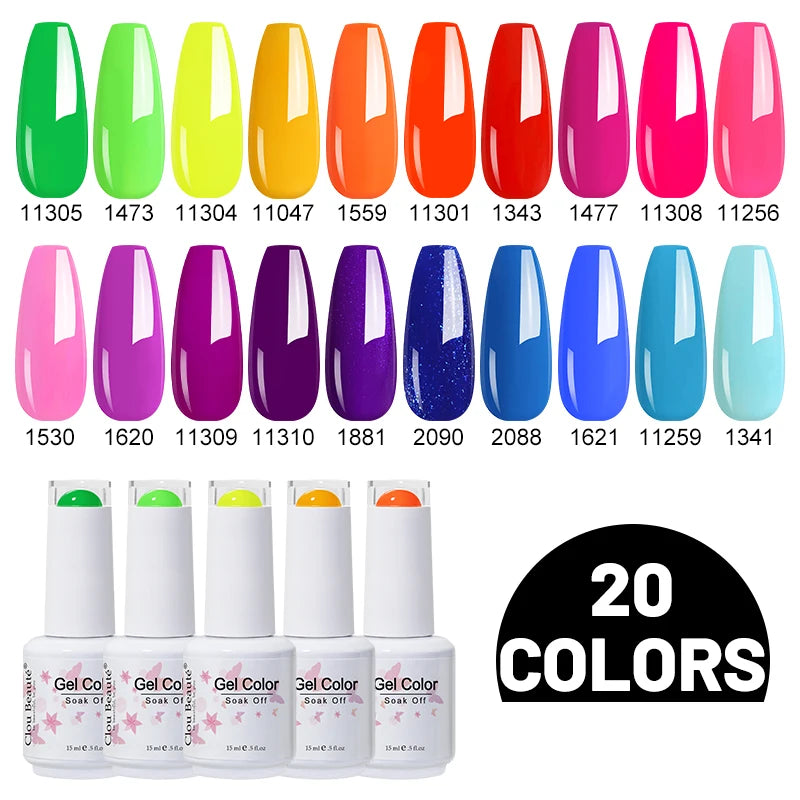 Clou Beaute 10/12/20/24pcs Gel Nail Polish Set Color 15ml White Glass Bottle Nail Art Kit Semi Permanent Gellack Nail Varnish