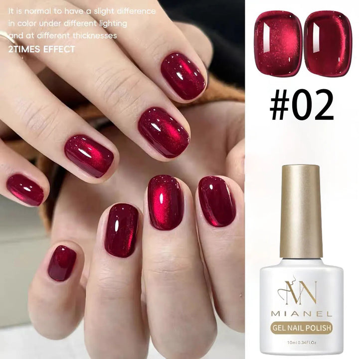 12ML 1-21PCS Autumn Nails Red through half the Sky Cat Eye Nail Glue Halloween New Whitening Glass Bead Cat Eye Nail Polish