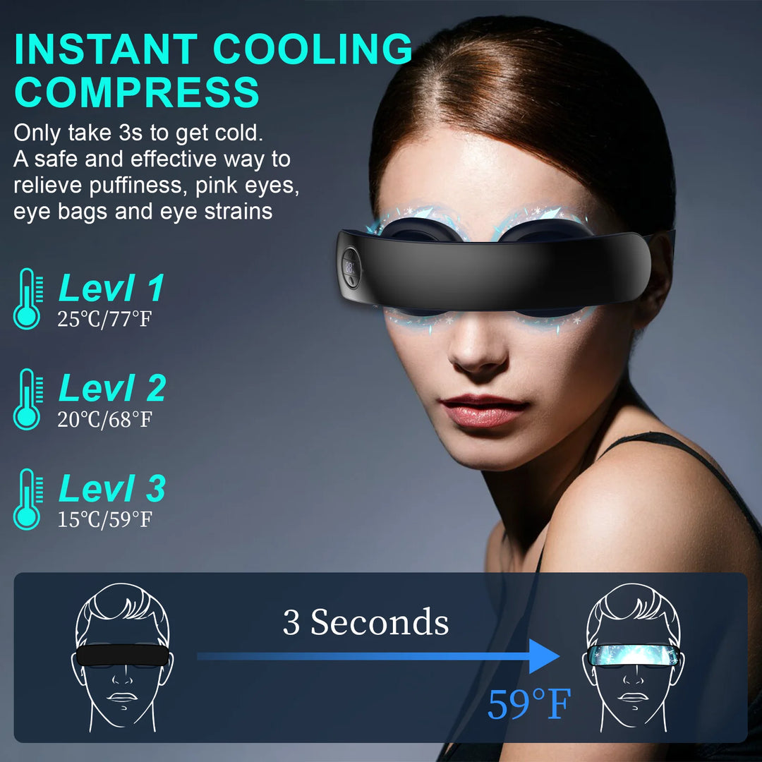 Wireless Eye Massager Instant Hot Cold Compress Eye Massager for Tired Eyes Dark Circles Remove Heating Music Relieves Fatigue