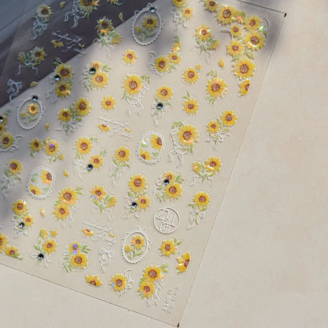 Lace Garden Bowknot Bow Tie Rose Flower Petal Pearl Irregular Border Self Adhesive 5D Nail Art Decoration Sticker Manicure Decal