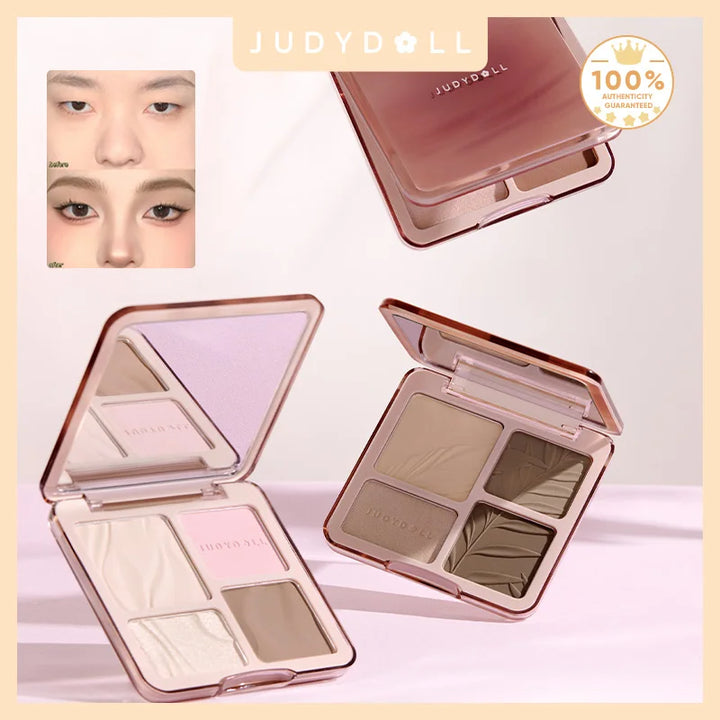Judydoll Highlighter & Contour Palette, Matte & Shimmer, Sculpt & Define, Natural Finish, Nose & Jawline Contour, Beginner