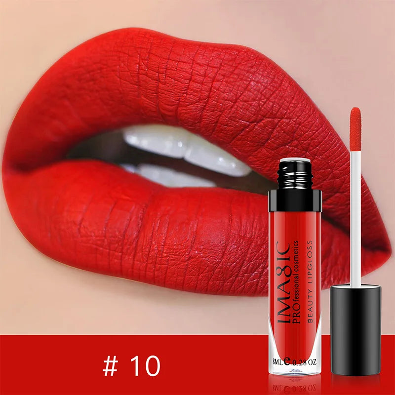 IMAGIC Lip Gloss Makeup Long Lasting Waterproof Lipstick Velvet Non-stick Cup 28 Colors Lip Tint Matte Sexy Red Liquid Lip Stick