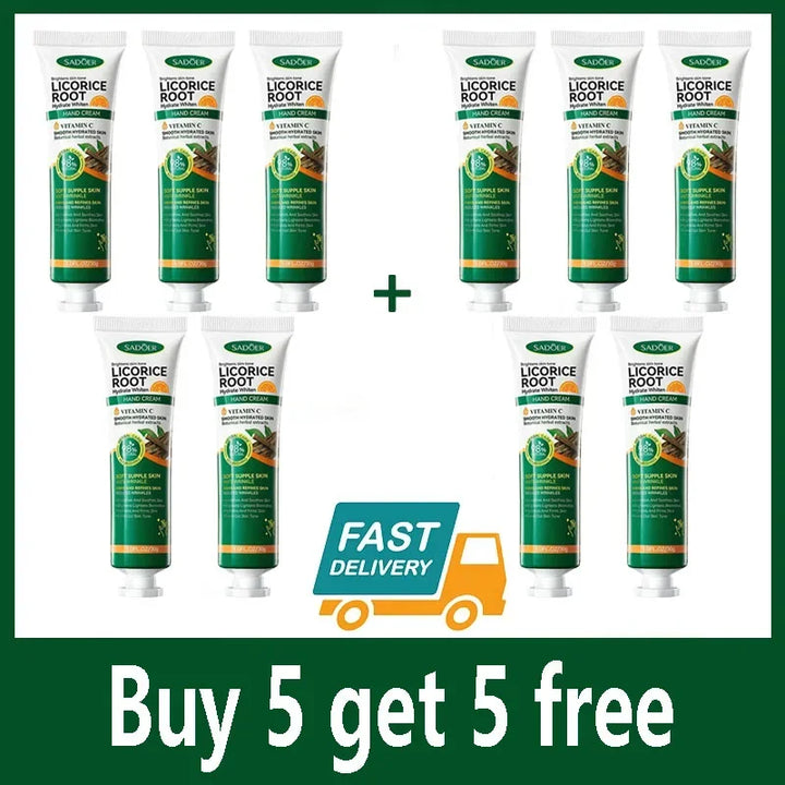 Licorice Root Hand Cream Exfoliator Anti Cracking Soothing Repaire Moisturizing Dead Skin Removal vitamin C Whitening Hand Care