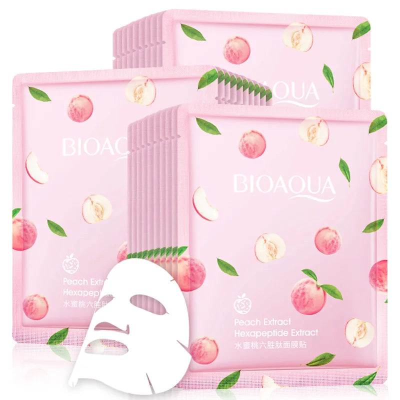 10pcs BIOAQUA Honey Peach Face Mask Moisturizing Anti-aging Anti Wrinkles Face Sheet Masks Facial Mask Skin Care Products