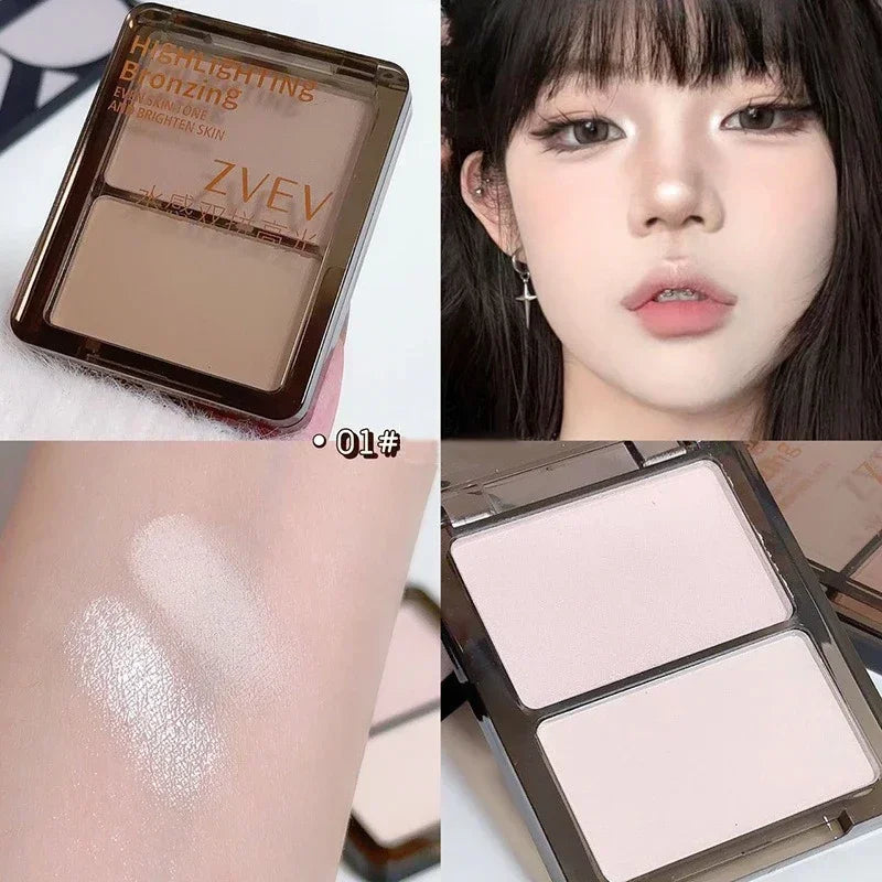 3D Bronzer Highlighter for Face Powder Texture Two-toned Contour Iluminador Natural Brighten Matte Nose Shadow Makeup Cosmetics