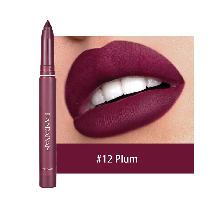 Handaiyan 12 Colors Lip Liner Matte Waterproof Velvet Nude Lipstick Pencil Sexy Red Brown Pigments Makeup Long Lasting