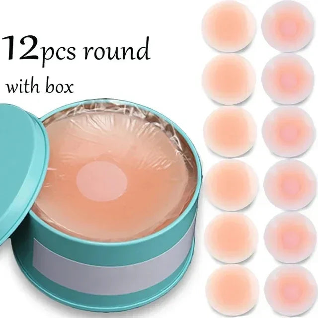 Round Ventilate Silicon Chest Cover Reusable Women Breast Petals Lift Nipple Cover Lift Tape Bra Pads Invisible Bra Chest Paste