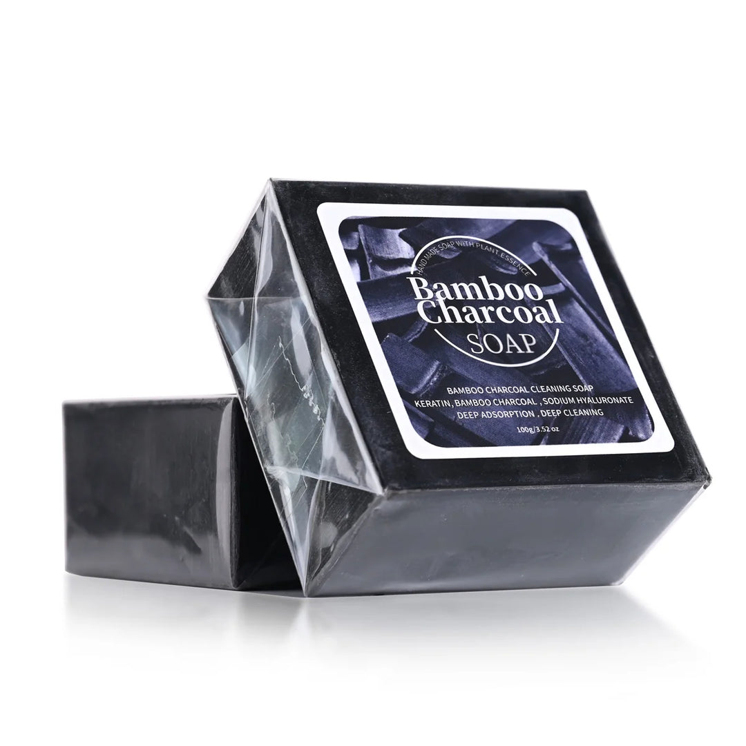 B+100G Bamboo Charcoal Powder Deep Cleansing Soap Plant Oil Soap Keratin Protein Men's Bath and Face Wash Handmade Soap