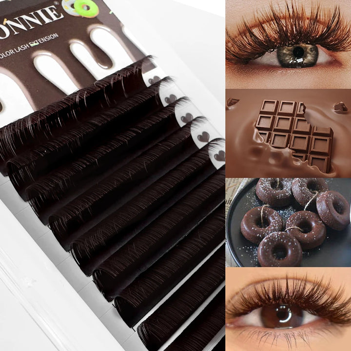 Abonnie Brown Individual Eyelashes Extension All Size Lashes Colorful Premium Classic Lashes