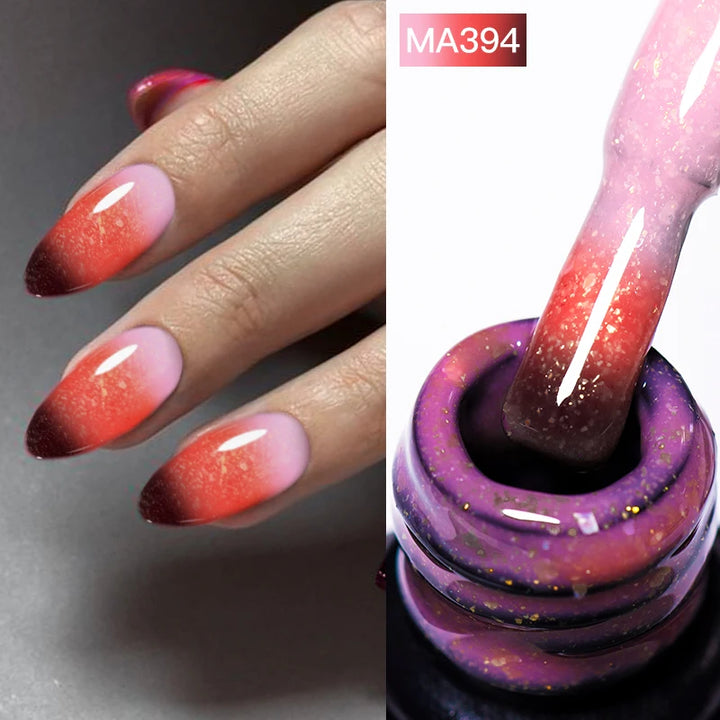 MEET ACROSS 7ml Jelly Nude Shimmer Rubber Base Gel Glitter Pink Purple UV/LED Nail Art Vernis Gel Polish for Manicure Nails DIY