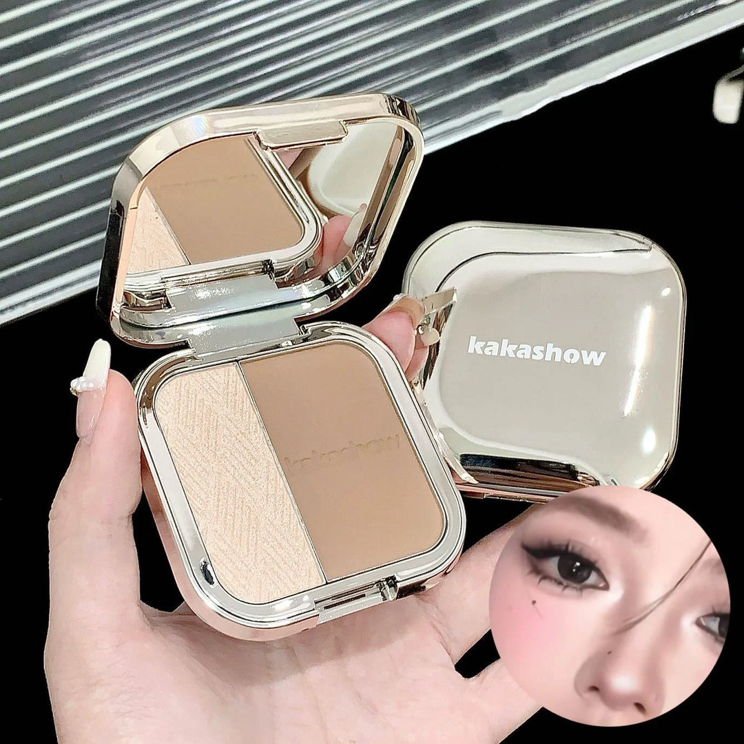 1Pc Shimmer Highlighter Bronzer Palette Matte Face Shading Grooming Powder Makeup Long-Lasting Face Contouring Bronzer Cosmetics