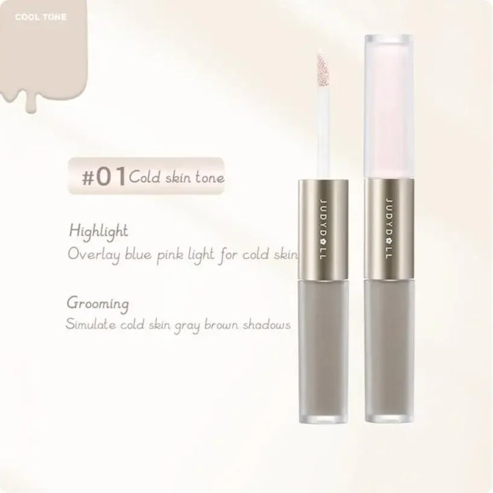 Judydoll Dual Head Highlighter Contouring Liquid Matte High Gloss Face Bronzer Contour Stick Nose Shaping Pen Cosmetics Makeup
