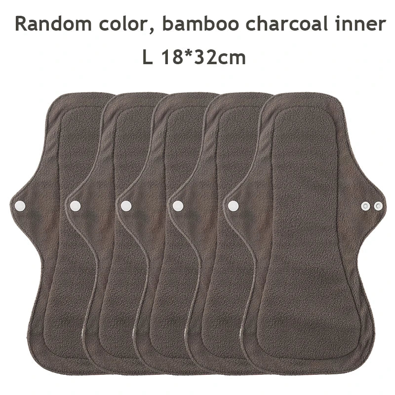 5PCS Small Medium Large Different Period Time Bamboo Reusable Menstrual Pads Washable Sanitary Towels for Lady Women Daily Night