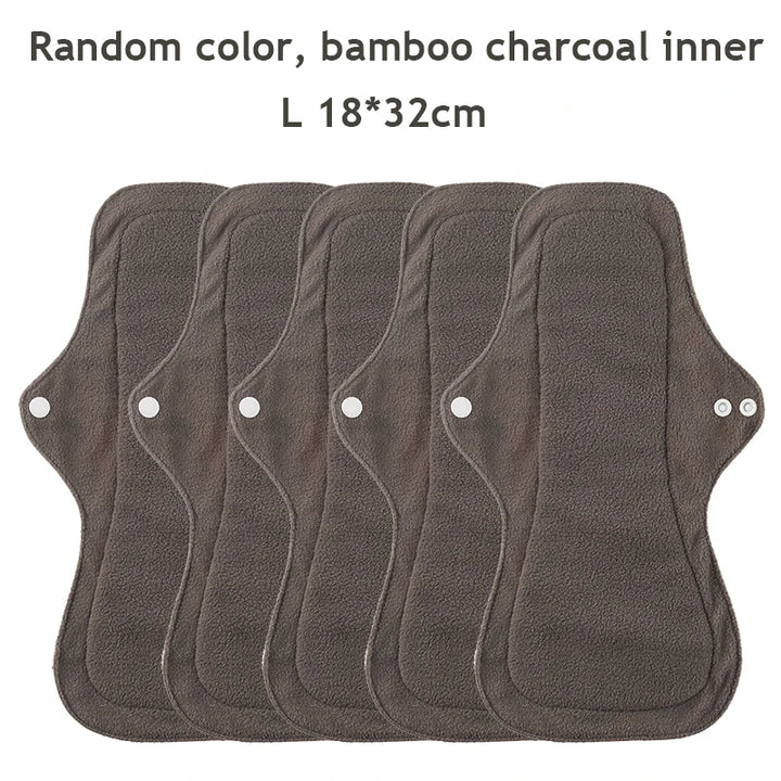 5PCS Small Medium Large Different Period Time Bamboo Reusable Menstrual Pads Washable Sanitary Towels for Lady Women Daily Night