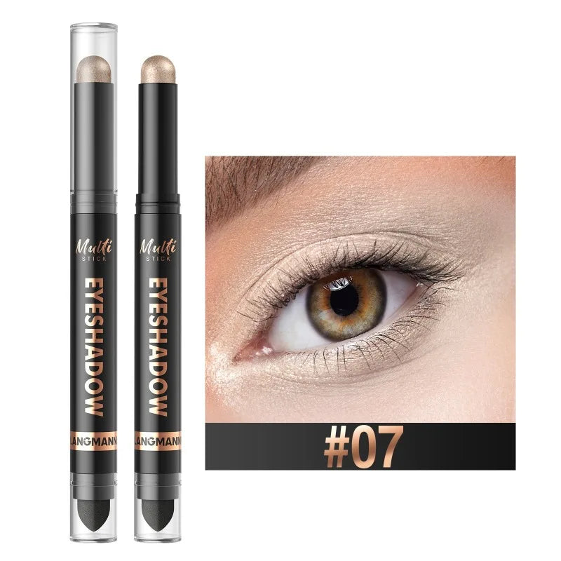 16 Colors Double Head Eyeshadow Stick Pearlescent Shimmer Brown High Waterproof Cream Eyes Shadow Pencil Long-Lasting Eye Makeup