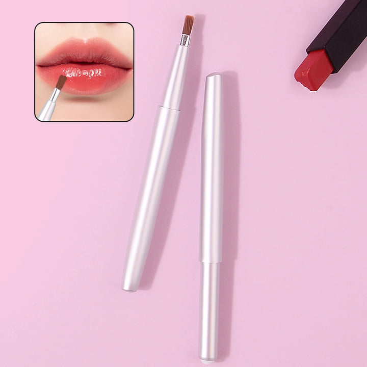 2pcs fashion telescopic lip brush lipstick brush telescopic portable round head dye cover makeup artist professional lip liner
