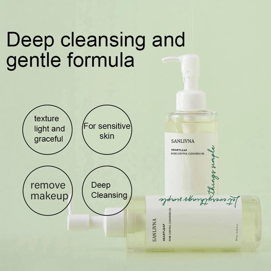 Heartleaf Pore Control Cleansing Oil Facial Makeup Remover Moisturizing, Face Cleansing Impurities, Moisturizing Skin