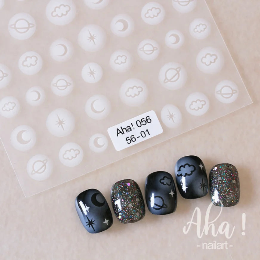 3D Nail Art Stickers  Translucence Moon/Star/Cloud Ultra-thin Nail Decals 3d Self-Adhesive White Cloud Moon Star Kawaii Sliders