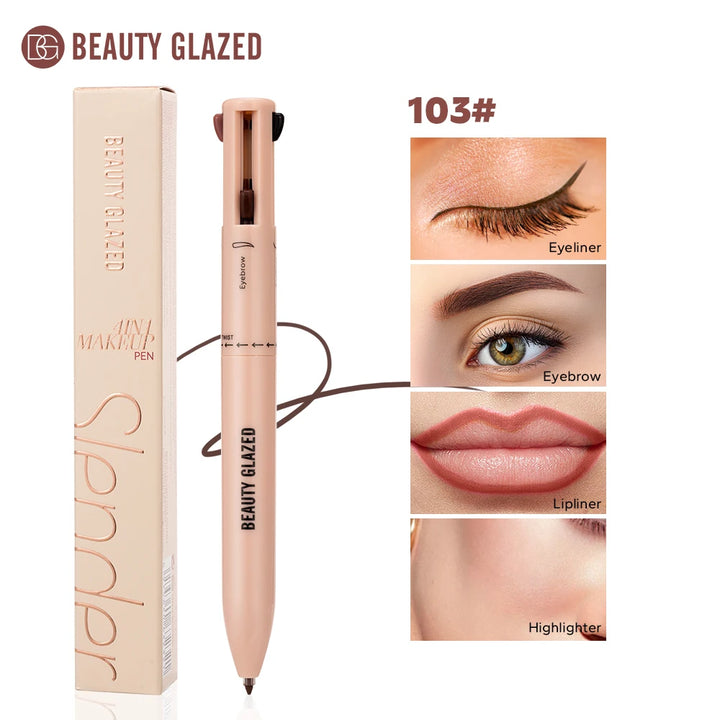Beauty GlazedMulti-Function Beauty Glazed 4-in-1 Makeup Pen Waterproof Cosmetic Pencil for Eyeliner Brow Lip Highlighter