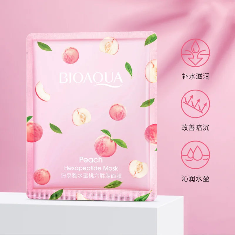 10pcs BIOAQUA Honey Peach Face Mask Moisturizing Anti-aging Anti Wrinkles Face Sheet Masks Facial Mask Skin Care Products
