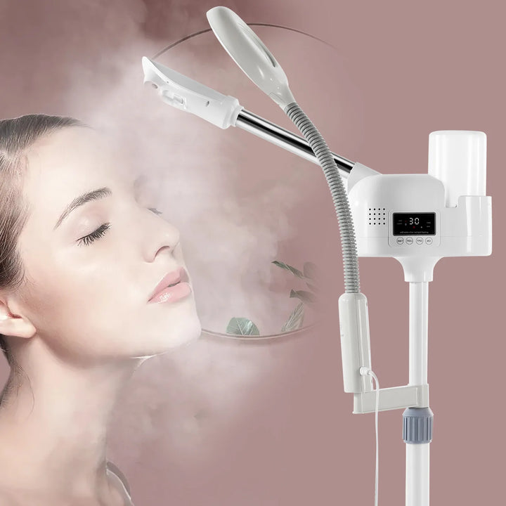 2IN1 Hot Facial Steamer 5X LED Magnifying Lamp UV Ozone LCD Salon Spa Skin Care