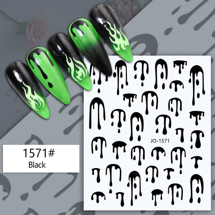 Nail Art Stickers Water Decals Eyes Stripe Nail Art Decorations for Manicure Accessories Press on Nails Foil Stickers and Decals