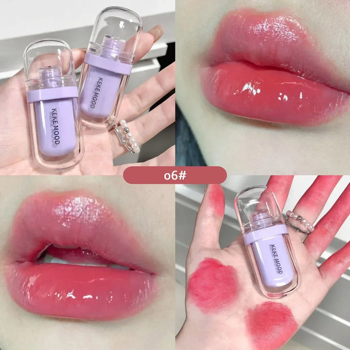 Crystal Glossy Lip Glaze Jelly Mirror Water Lip Gloss Lasting Moisturizing Sexy Lips Tint Korean Lip Glaze Girl Beauty Cosmetics