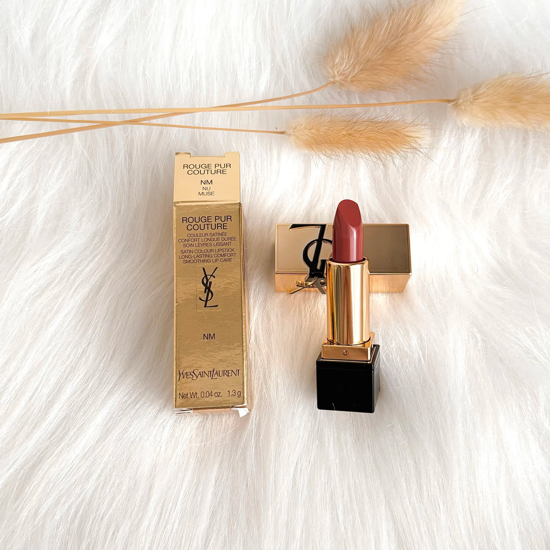 YSL Rouge Pur Couture Satin Lipstick Mini NM Nu Muse 1.3g Moisturizing Long Lasting Lipstick with Ceramides Nourishing Lip Care