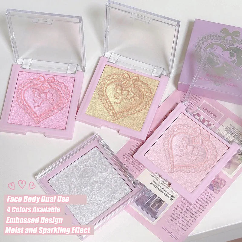 Champagne White Highlighter Powder Body Shiny Glitter Diamond Shimmer Brighten Highlight Face Contour Waterproof Lasting Makeup