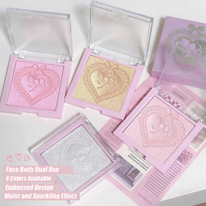 Champagne White Highlighter Powder Body Shiny Glitter Diamond Shimmer Brighten Highlight Face Contour Waterproof Lasting Makeup