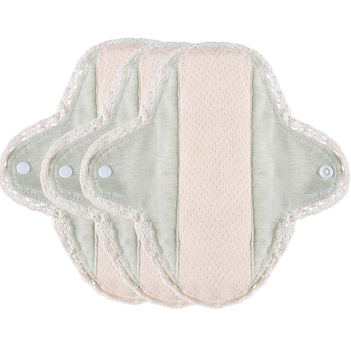3pcs Washable Sanitary Pads Soft Breathable Cotton Cloth Pads Lace Trim Reusable  Women Menstrual Pads Heavy Flow