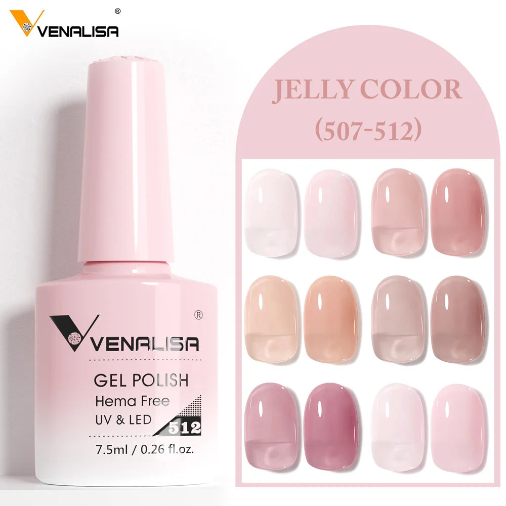Venalisa HEMA TPO FREE Nail Gel Polish Glitter Gorgeous Full Coverage Soak Off UV LED French Nail Jelly Pink Nude Collection