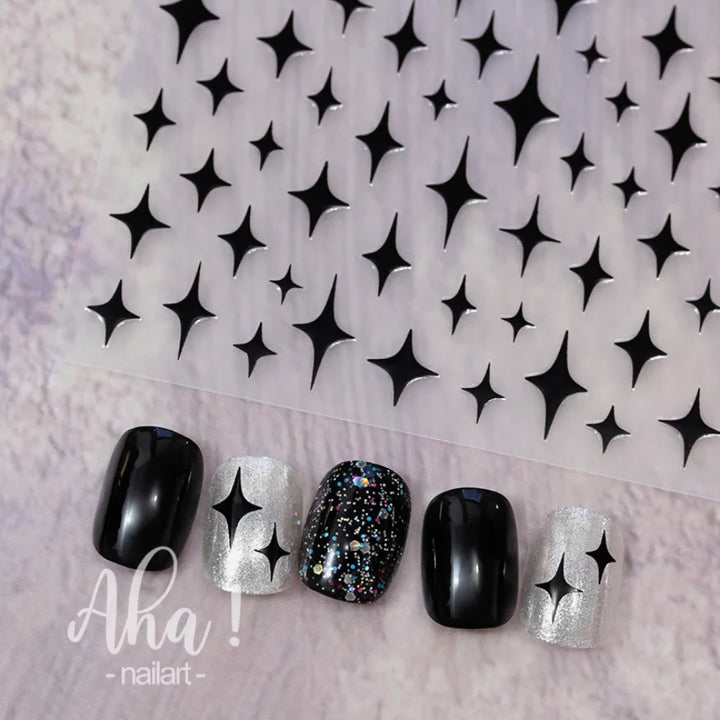 3D Nail Art Stickers  Translucence Moon/Star/Cloud Ultra-thin Nail Decals 3d Self-Adhesive White Cloud Moon Star Kawaii Sliders