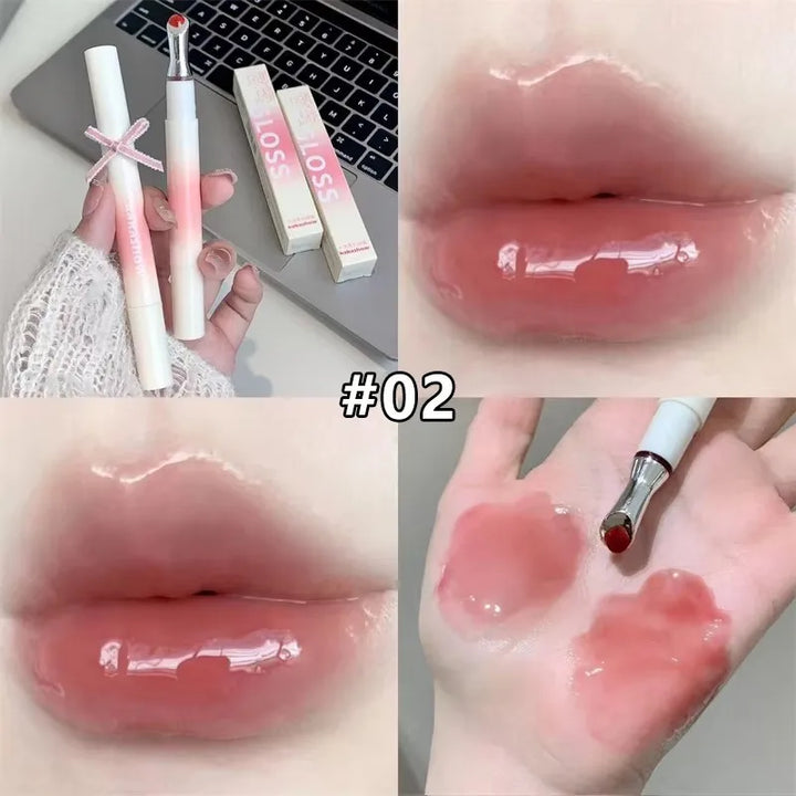 Metal Head Ice Diamond Essence Lip Tint Mirror Water Light Glass Lip Gloss Reduce Lip Wrinkles Moisturizer Lips Pluming Care