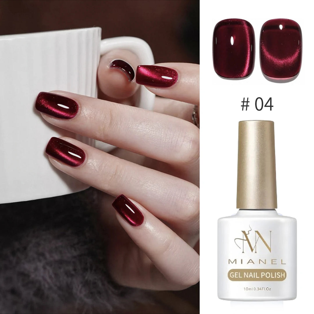 12ML 1-21PCS Autumn Nails Red through half the Sky Cat Eye Nail Glue Halloween New Whitening Glass Bead Cat Eye Nail Polish