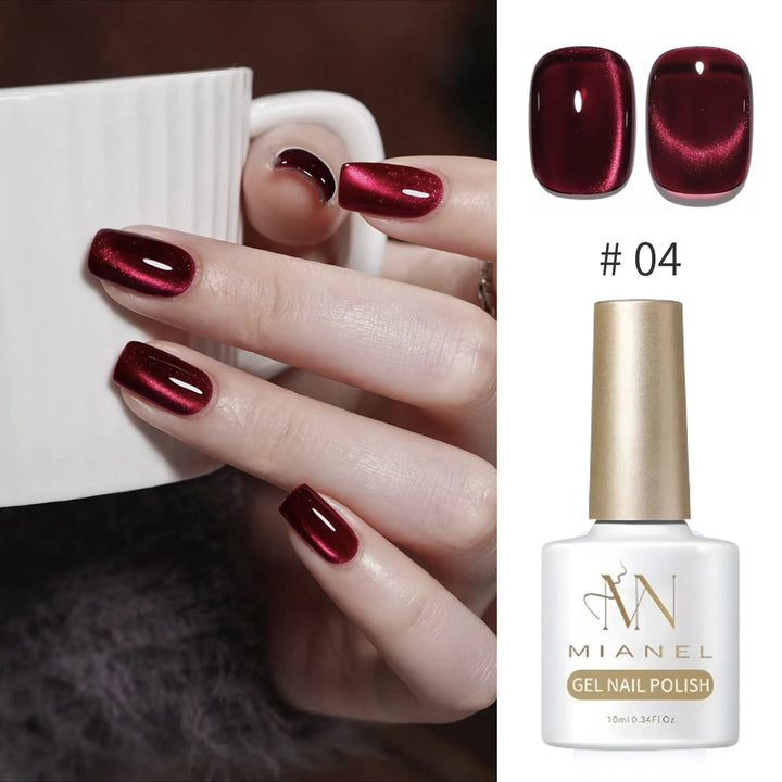 12ML 1-21PCS Autumn Nails Red through half the Sky Cat Eye Nail Glue Halloween New Whitening Glass Bead Cat Eye Nail Polish