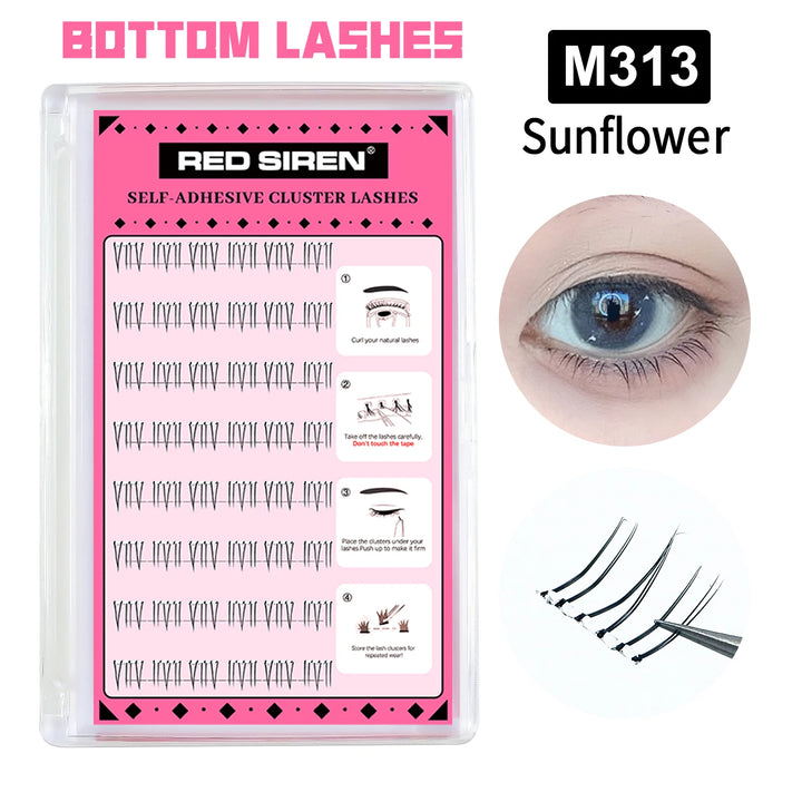 Self Adhesive Bottom Lashes No Glue Needed Reusable Under Eyelash Korean / Makeup DIY Individual Manga Lash Clusters