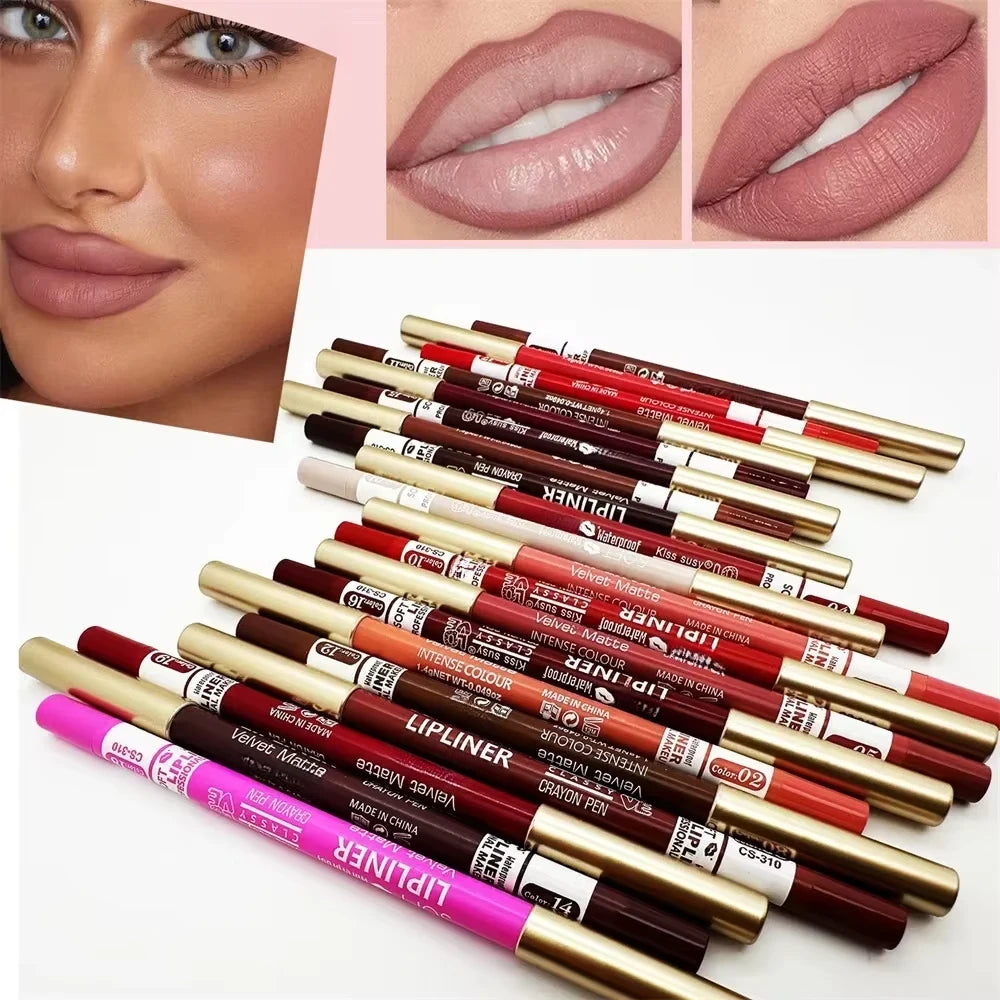 20 Color Matte Lipliner Pencil Waterproof Natural Red Brown Pro Lip Liner Makeup Lips Contour High pigment Lipstick Cosemetic