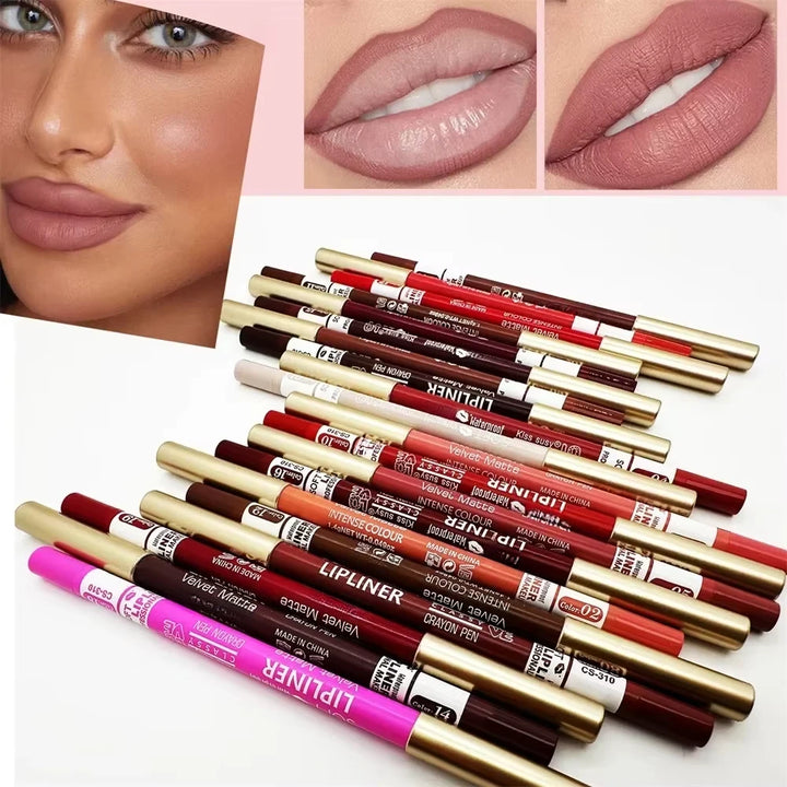 20 Color Matte Lipliner Pencil Waterproof Natural Red Brown Pro Lip Liner Makeup Lips Contour High pigment Lipstick Cosemetic
