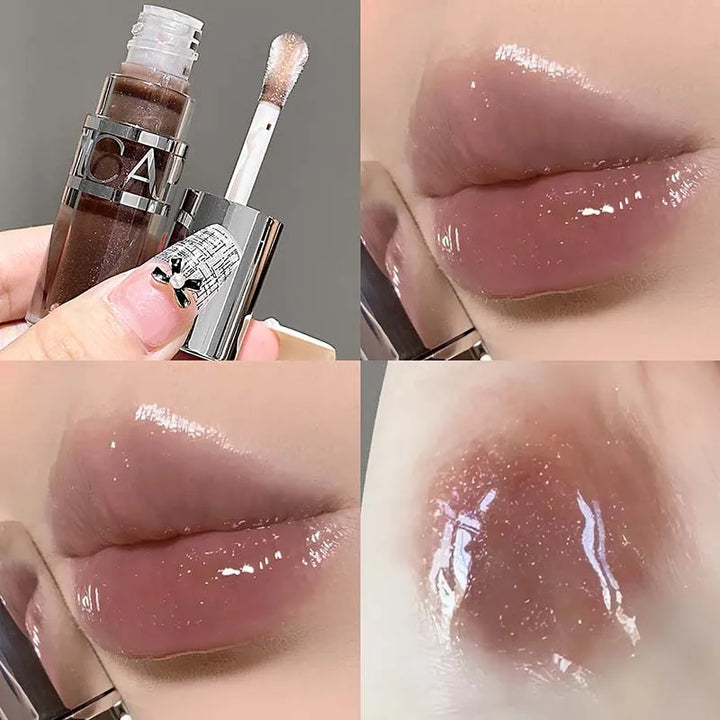 Peach Pink Jelly Water Light Glass Gloss Lip Gloss Lasting Non-stick Waterproof Lip Plumping Moisturizing Lipgloss Korean Makeup