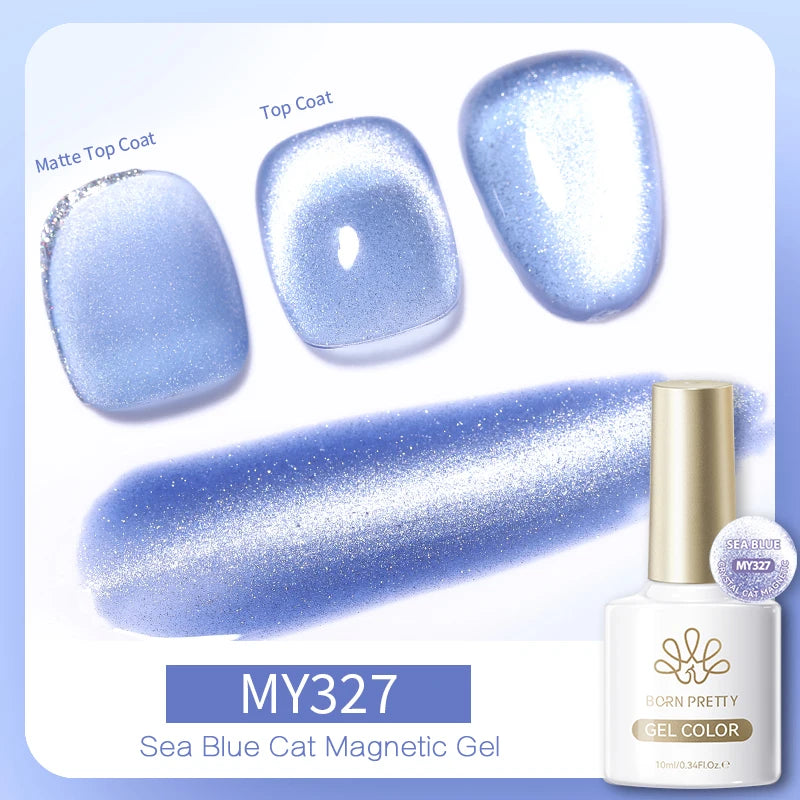 BORN PRETTY 10ml Black Glass Cat Magnetic Gel Nail Polish Punk Style Nail Art Manicure Varnis Semi Permanent Gel for Winter Nail