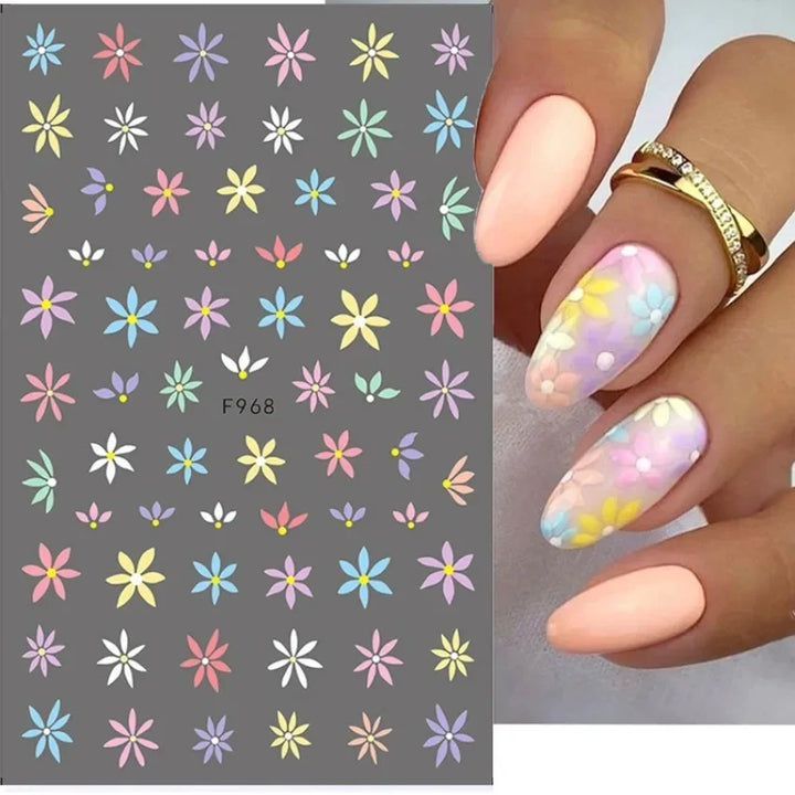 1PCS Black White Butterfly Laser Nail Stickers Y2K Nail Art Decoration Abstract Lines Bronzing Flowers Stickers For Nails