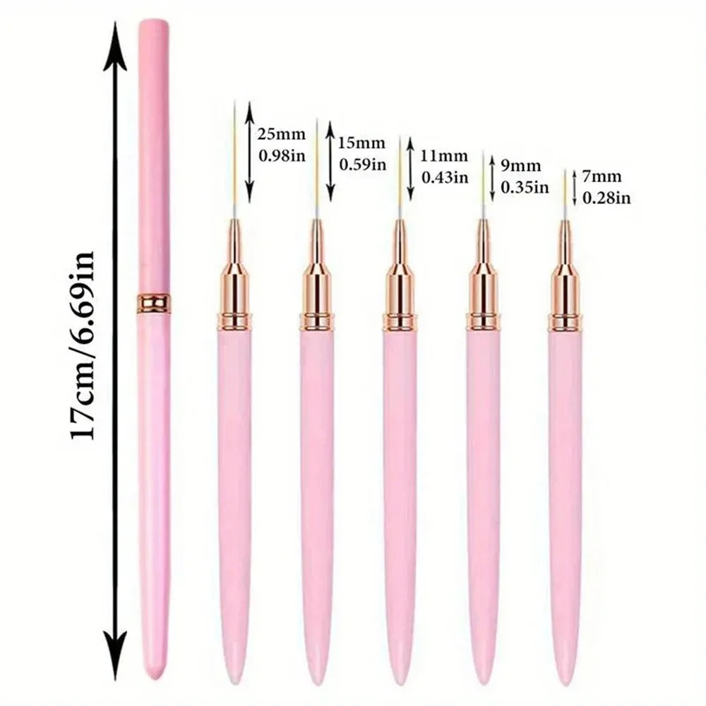 LINMANDA Nail Art Liner Brushes Long Lines Liner Brush UV Gel Polish Painting Nail Design Brush Metal Handle Nail Drawing Pens