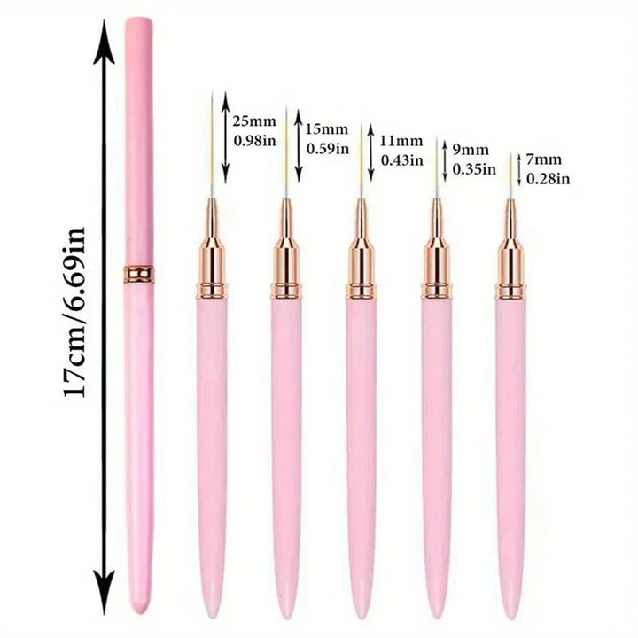 LINMANDA Nail Art Liner Brushes Long Lines Liner Brush UV Gel Polish Painting Nail Design Brush Metal Handle Nail Drawing Pens