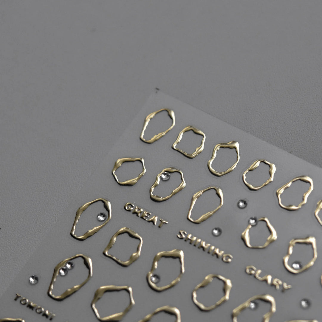 Gold Scepter Frames Nail Art Stickers Lavish Jewel Crown Patterns 5D Metal Nail Sticker Self Adhesive Manicure Decorat Decal DIY